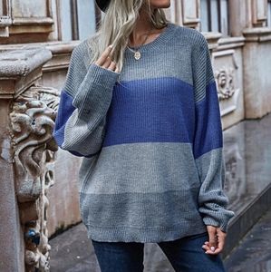 Striped oversized sweater size small blue and gray